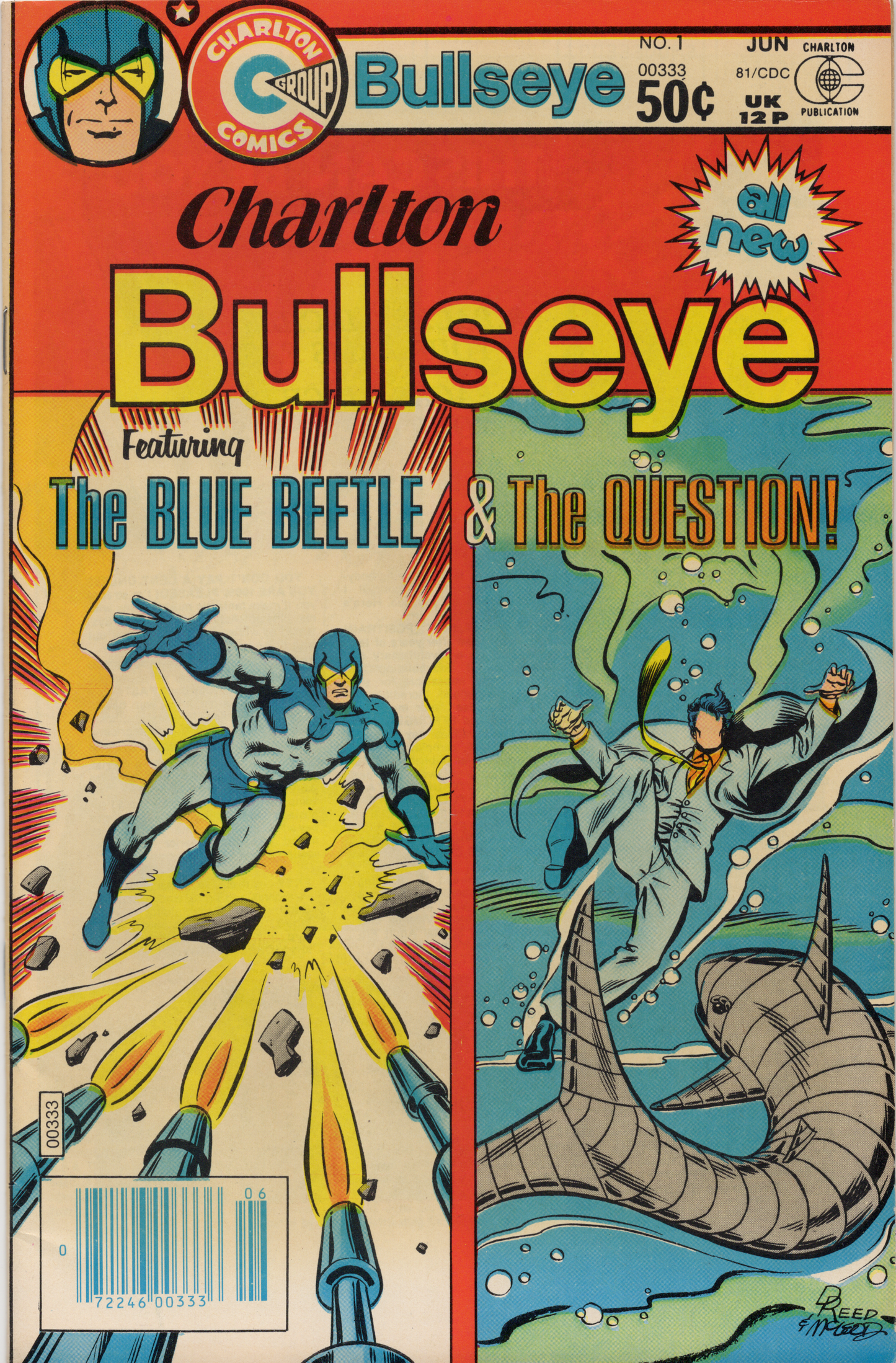 Charlton Bullseye 1 comic book, front view