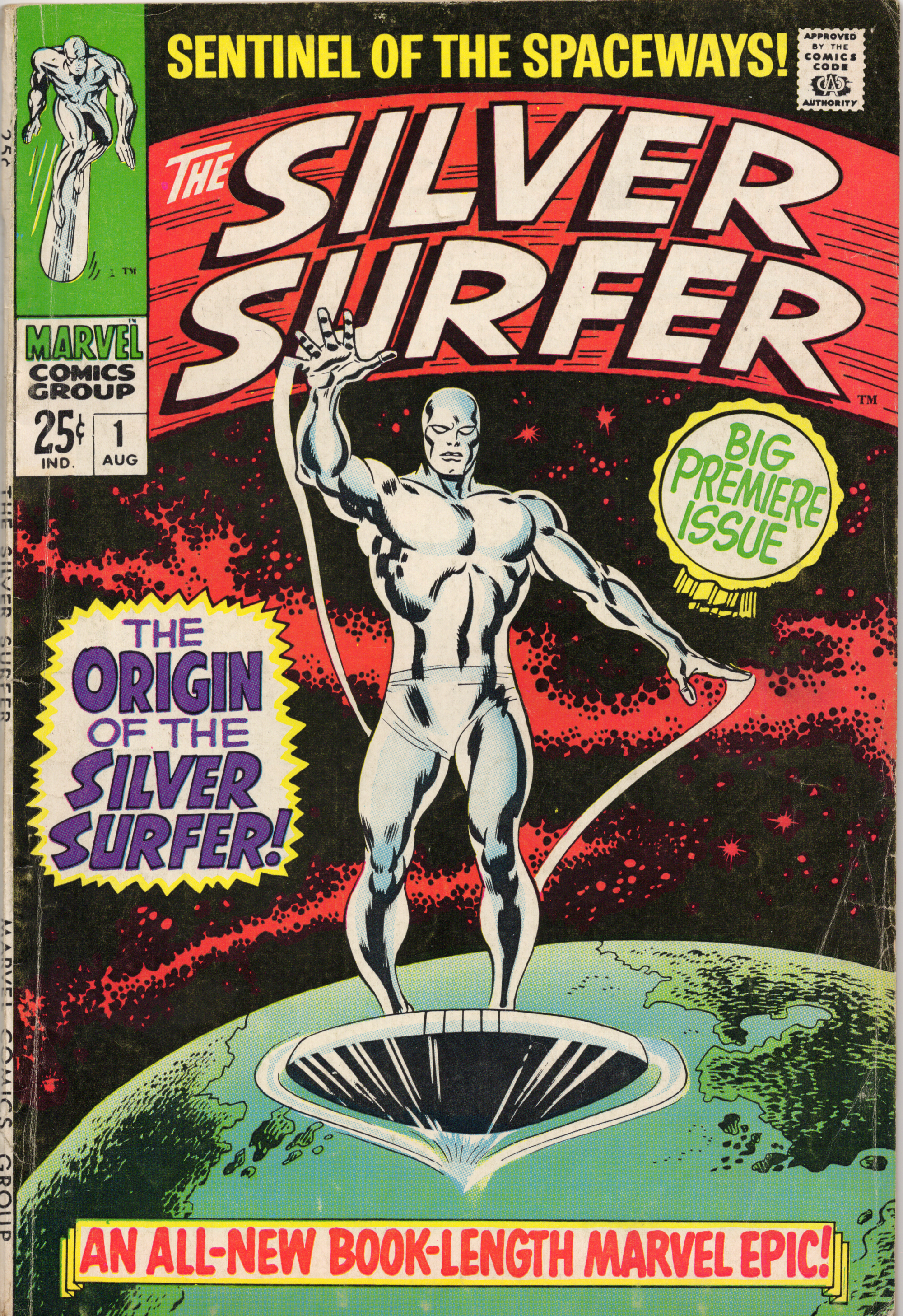 Silver Surfer 1 comic book, front view